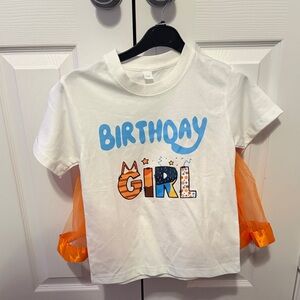 Kids Birthday Girl White and Orange T-Shirt